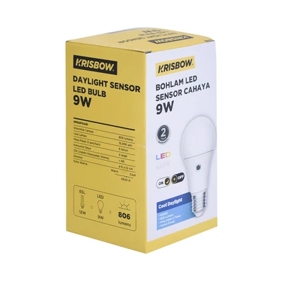 Gambar Krisbow Lumi Bohlam LED Dengan Sensor Cahaya 9 Watt 806 Lumen Cool Daylight E27 - Putih