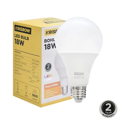 Gambar Krisbow Lumi Bohlam LED 18 Watt 1800 Lumen Warm White E27 - Kuning