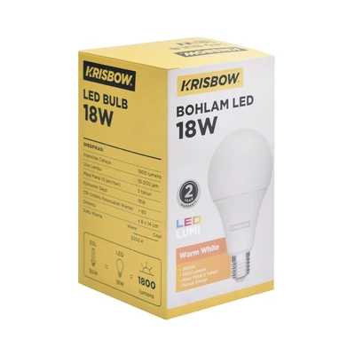 Gambar Krisbow Lumi Bohlam LED 18 Watt 1800 Lumen Warm White E27 - Kuning
