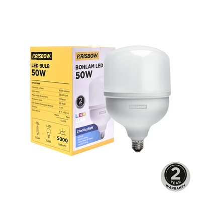 Gambar Krisbow Lumi Bohlam LED High Power 50 Watt 5000 Lumen Cool Daylight E27 - Putih