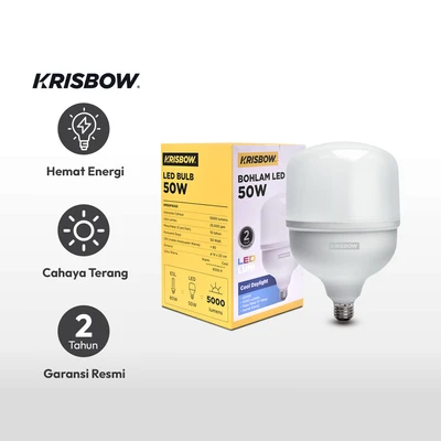 Gambar Krisbow Lumi Bohlam LED High Power 50 Watt 5000 Lumen Cool Daylight E27 - Putih