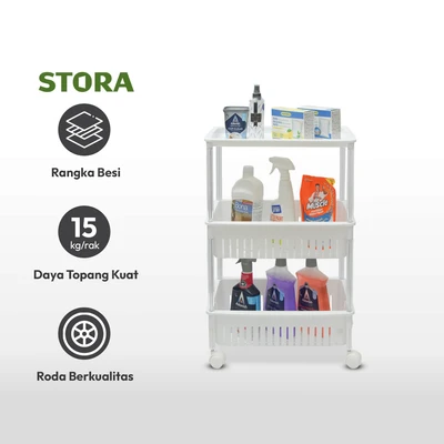 Jual Stora Rak Troli 3 Tingkat Dengan Roda Putih Terbaru | Ruparupa