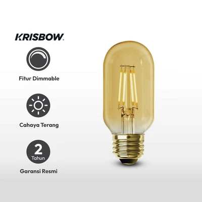 Gambar Krisbow Bohlam LED Filamen Tubular 4 Watt 345 Lumen Warm White E27 - Kuning