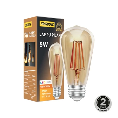 Krisbow Bohlam Led Filamen Edison St64 Watt W/dimm Warmwhite