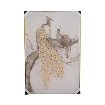 Gambar Informa Lukisan Kanvas Handmade & Print Peacock 82.5x122.5 cm - Mix