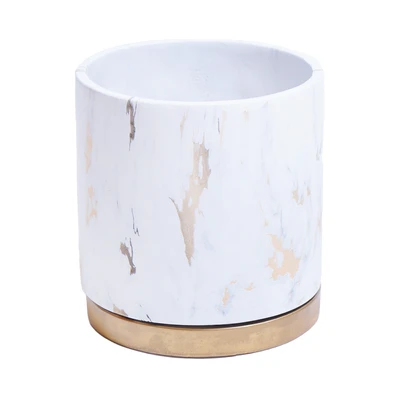 Gambar Informa Pot Tanaman Semen Dengan Saucer Marble 17 cm - Gold