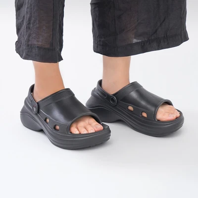 Gambar Ataru Ukuran 38-39 Sandal Wanita Clogs Wedges Sling Back - Hitam