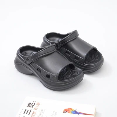 Gambar Ataru Ukuran 40-41 Sandal Wanita Clogs Wedges Sling Back - Hitam
