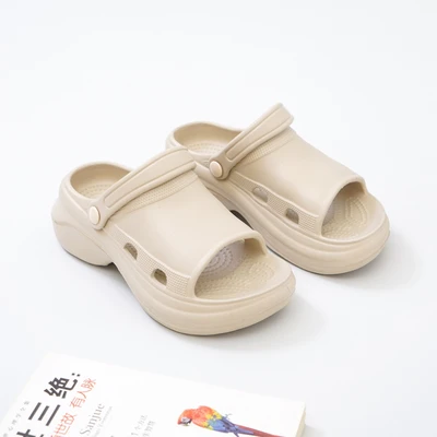 Gambar Ataru Ukuran 36-37 Sandal Wanita Clogs Wedges Sling Back - Krem