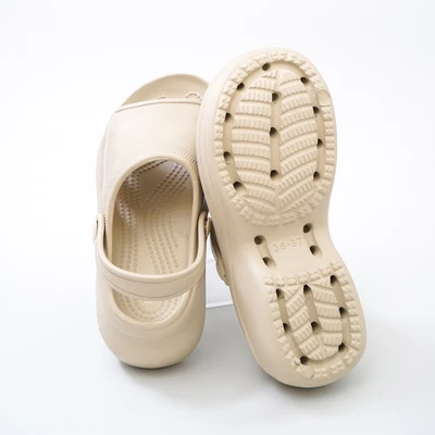 Gambar Ataru Ukuran 36-37 Sandal Wanita Clogs Wedges Sling Back - Krem