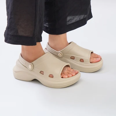 Gambar Ataru Ukuran 36-37 Sandal Wanita Clogs Wedges Sling Back - Krem