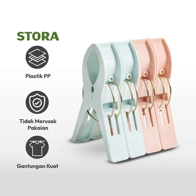 Gambar Stora Jepitan Baju Set 4 Pcs - Biru/Pink