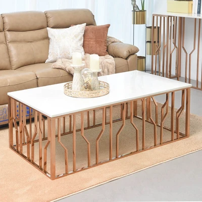 Gambar Informa Fleur Meja Tamu Rectangular - Putih/Rose Gold