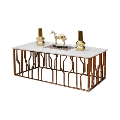 Gambar Informa Fleur Meja Tamu Rectangular - Putih/Rose Gold