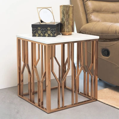 Gambar Informa Fleur Meja Sisi Square - Putih/Rose Gold