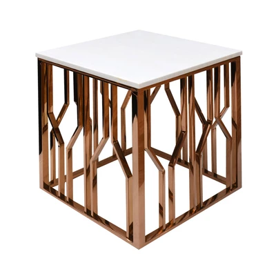 Gambar Informa Fleur Meja Sisi Square - Putih/Rose Gold
