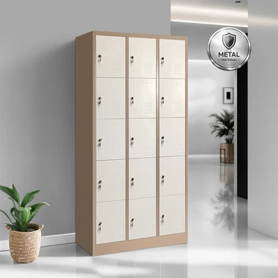 Gambar Informa Kiev Loker Besi Multi 15 Pintu - Cokelat Muda