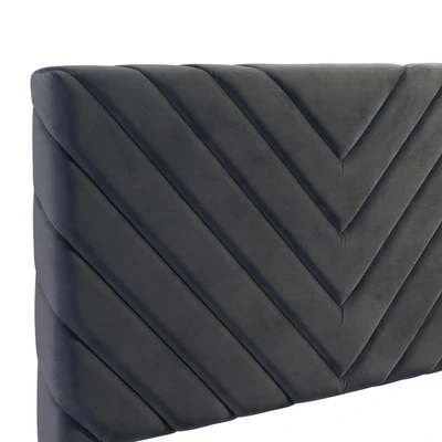 Gambar Informa 200x200 cm Lugo Headboard Velvet - Abu-Abu