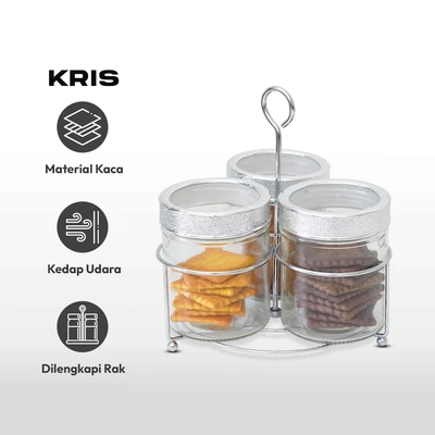 Gambar Kris Set 3 Pcs Stoples Kaca Dengan Rak Metal