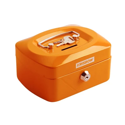 Gambar Krisbow 15.8x12x8 Cm Cash Box Manual Lock - Oranye