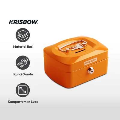 Gambar Krisbow 15.8x12x8 Cm Cash Box Manual Lock - Oranye