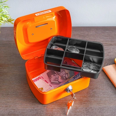 Gambar Krisbow 15.8x12x8 Cm Cash Box Manual Lock - Oranye