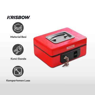 Gambar Krisbow 20x15x9 Cm Cash Box Double Lock - Merah