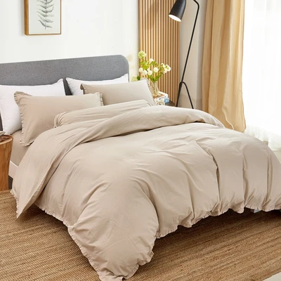 Gambar Linotela 180x200 cm Set 6 Pcs Seprai King Katun Ruffle - Cokelat Taupe