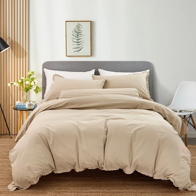 Gambar Linotela 180x200 cm Set 6 Pcs Seprai King Katun Ruffle - Cokelat Taupe