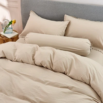 Gambar Linotela 180x200 cm Set 6 Pcs Seprai King Katun Ruffle - Cokelat Taupe