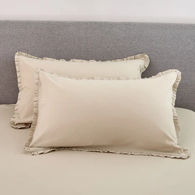 Gambar Linotela 180x200 cm Set 6 Pcs Seprai King Katun Ruffle - Cokelat Taupe