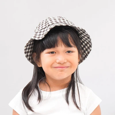 Gambar Ataru Topi Anak Bucket Gingham - Cokelat Tua