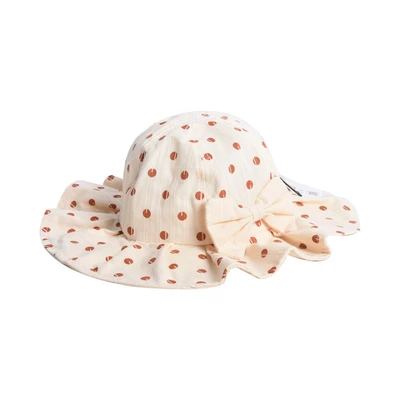 Gambar Ataru Topi Anak Bucket Dengan Ribbon Polkadot - Krem