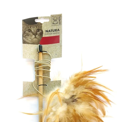 Gambar M-Pets Natura Mainan Kucing Tongkat Bulu 35.5 cm - Cokelat