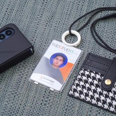 Gambar Ataru Holder Id Card Clear Dengan Ring Clip - Putih