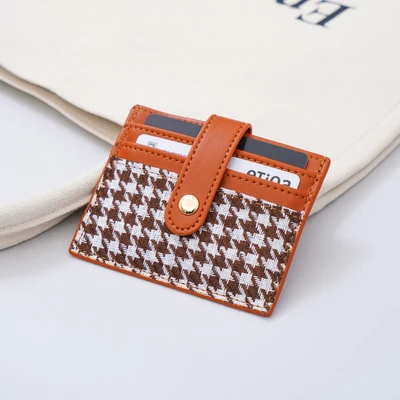 Gambar Ataru Dompet Kartu Houndstooth Pu - Cokelat