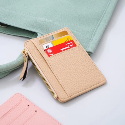 Gambar Ataru Dompet Kartu Dengan Zipper Pu - Krem