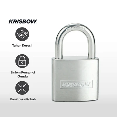 Gambar Krisbow Gembok Stainless Steel Brass Cylinder 3.8 cm - Silver