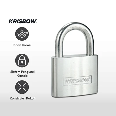Gambar Krisbow Gembok Stainless Steel Brass Cylinder 6.3 cm - Silver