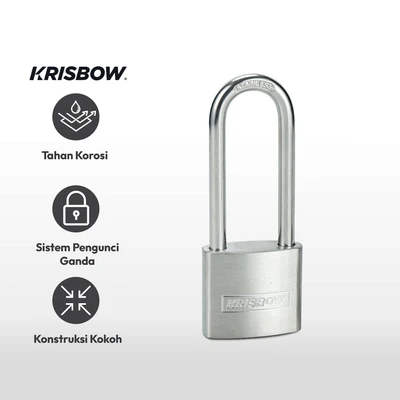 Gambar Krisbow 3.2 Cm Gembok Stainless Steel Brass Cylinder Long Shackle