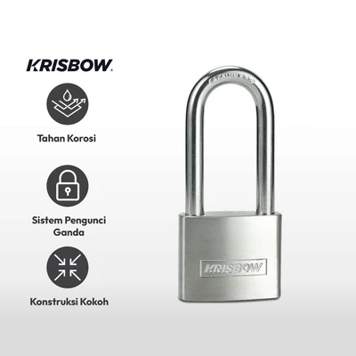 Gambar Krisbow Gembok Stainless Steel Brass Cylinder Long Shackle 5 cm