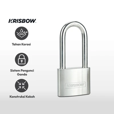 Gambar Krisbow Gembok Stainless Steel Brass Cylinder Long Shackle 6.3 cm