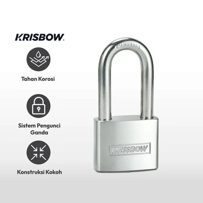 Gambar Krisbow Gembok Stainless Steel Long Shackle 5 cm - Silver