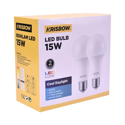 Gambar Krisbow Set 2 Pcs Lumi Bohlam Led 15 Watt - Cool Daylight