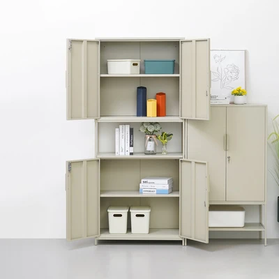Gambar Informa Lynd Lemari Arsip Kantor Metal 4 Pintu - Krem Beige