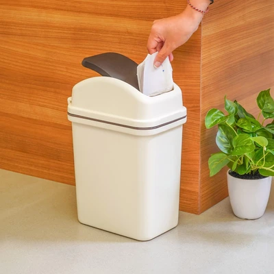 Gambar Selma Hobart Tempat Sampah Tutup Swing Plastik 6 Liter - Cokelat Coffee