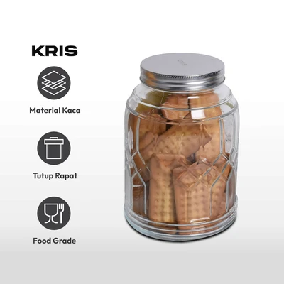 Gambar Kris Stoples Kaca Slim Dengan Tutup 1.8 Liter Transparan - Silver