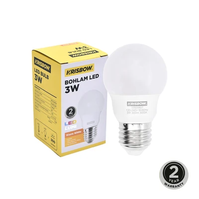 Gambar Krisbow Lumi Bohlam LED 3 Watt 300 Lumen Warm White E27 - Kuning
