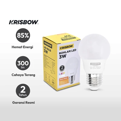 Gambar Krisbow Lumi Bohlam LED 3 Watt 300 Lumen Warm White E27 - Kuning