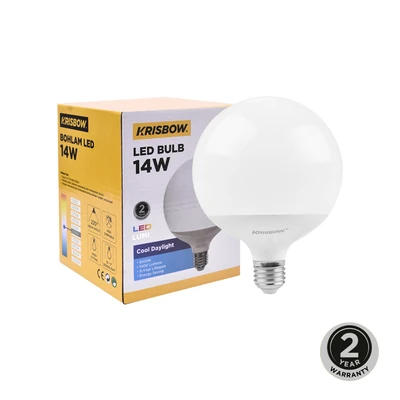 Gambar Krisbow Lumi Bohlam LED Globe 14 Watt 1400 Lumen Cool Daylight E27 G120 - Putih
